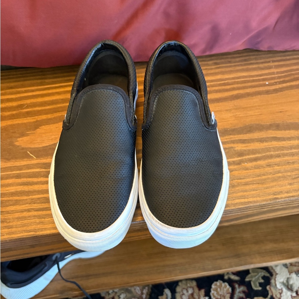 Sleek Black Perforated Men's Slip-On Loafers